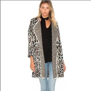 Joie Leopard Print Open Long Wool Mohair Cardigan xs